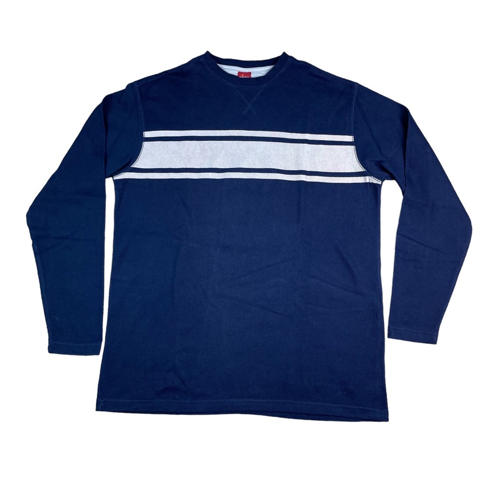 Vintage Men's Junction West Blue White Crewneck Sweater Size L